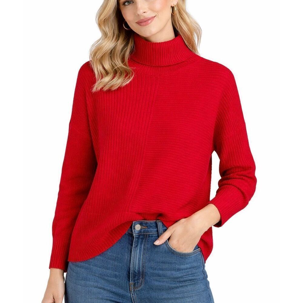 Summersalt red merino wool cashmere turtleneck sweater M